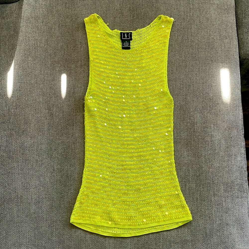INC lime green sequence dress top